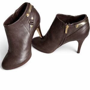 Marc Fisher Brown Leather Ankle Booties